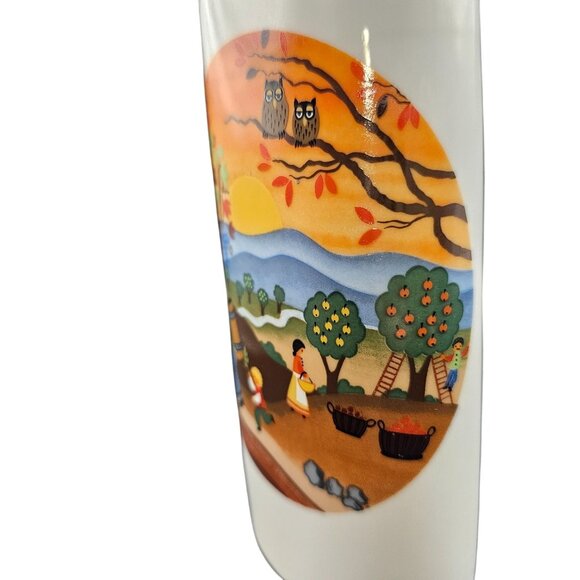 Vintage Reutter Porzellan West Germany Fall Scene Vase - Picture 5 of 14